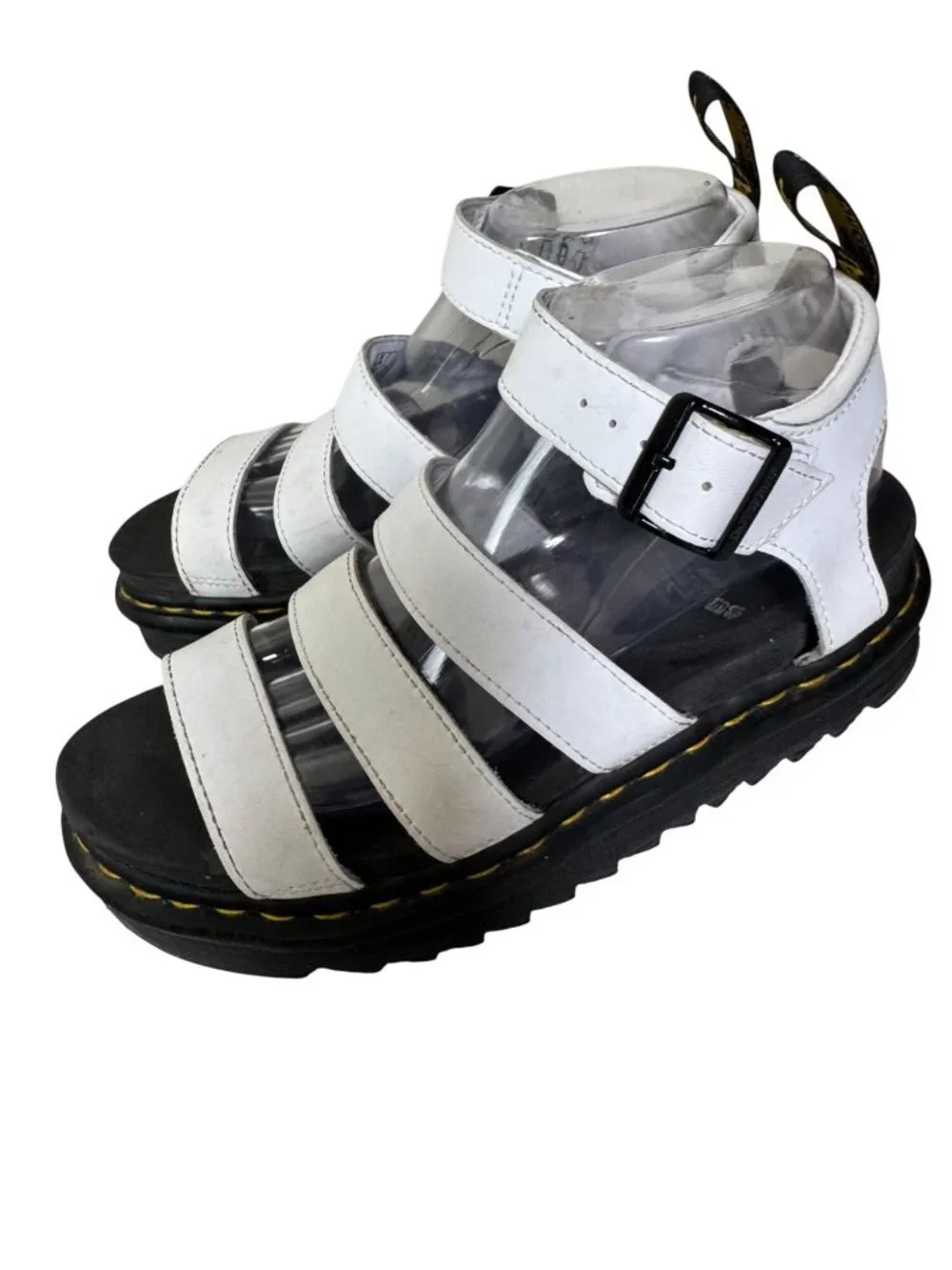 Dr. Martens Blaire White Hydro Leather Gladiator Sandals Women 8 Platform Chunky